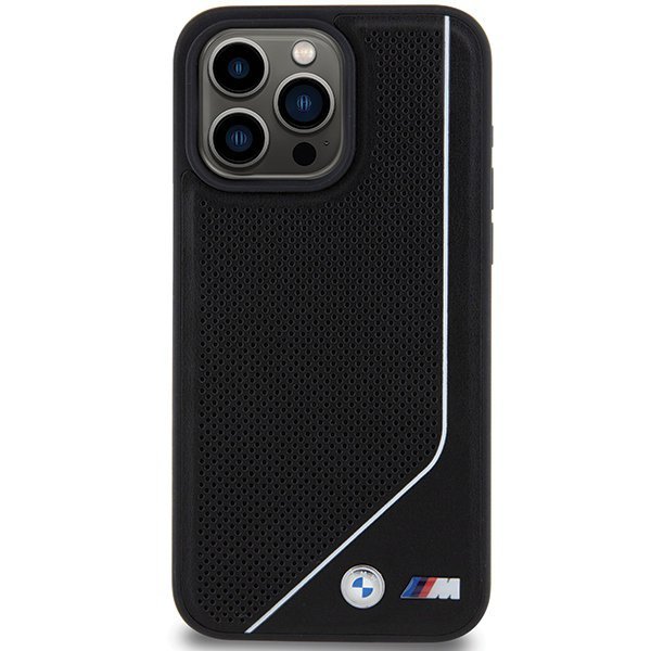 BMW BMHMP15X23PUCPK iPhone 15 Pro Max 6.7&quot; czarny/black hardcase Perforated Twisted Line MagSafe