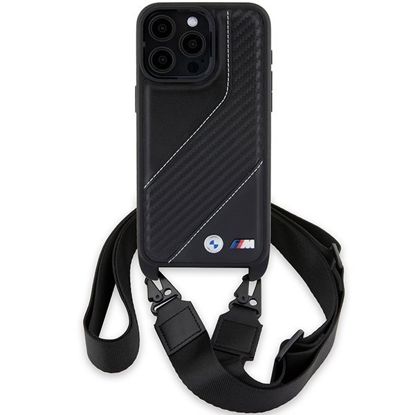 BMW BMHCP15X23PSCCK iPhone 15 Pro Max 6.7&quot; czarny/black hardcase M Edition Carbon Stripe & Strap