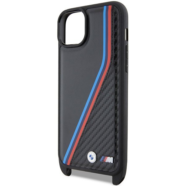 BMW BMHCP15M23PSVTK iPhone 15 Plus / 14 Plus 6.7&quot; czarny/black hardcase M Edition Carbon Tricolor Lines & Strap