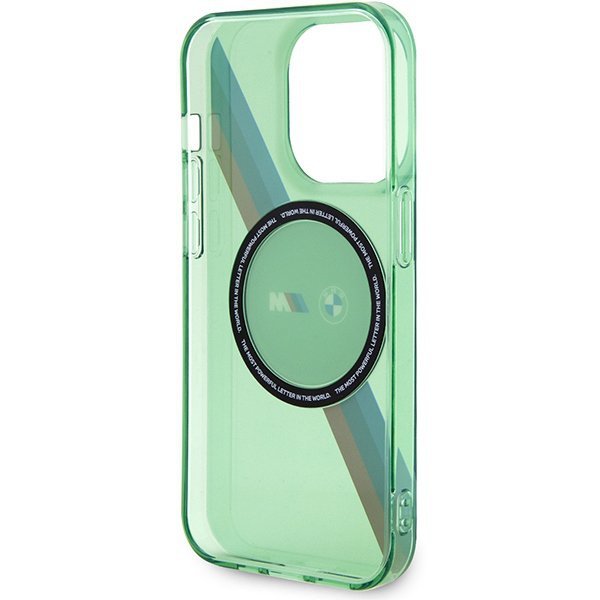 BMW BMHMP15LHDTN iPhone 15 Pro 6.1&quot; zielony/green hardcase M Tricolor Stripes MagSafe