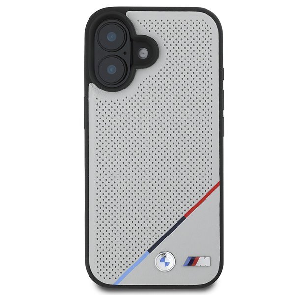 BMW BMHMP16S23PUPDG iPhone 16 6.1&quot; szary/grey hardcase M Perforated Tricolor Line MagSafe