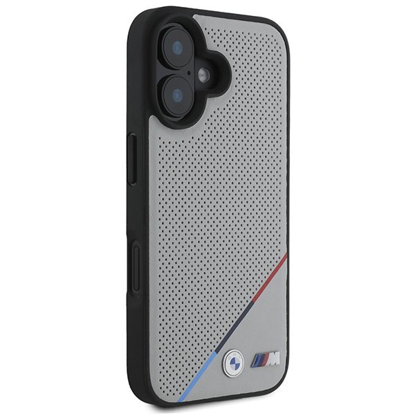 BMW BMHMP16S23PUPDG iPhone 16 6.1&quot; szary/grey hardcase M Perforated Tricolor Line MagSafe