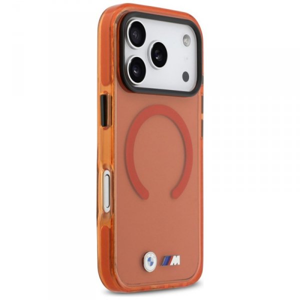 Etui BMW M IML Shockproof Metal Logos    MagSafe do iPhone 17 Pro pomarańczowy