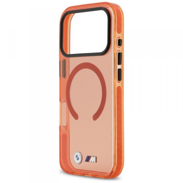 Etui BMW M IML Shockproof Metal Logos    MagSafe do iPhone 17 Pro pomarańczowy