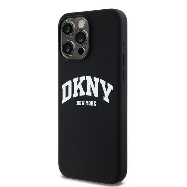DKNY DKHMP15XSNYACH iPhone 15 Pro Max 6.7&quot; czarny/black hardcase Liquid Silicone White Printed Logo MagSafe