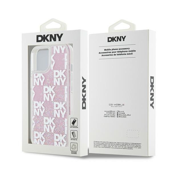 DKNY DKHCP15SLCPEPP iPhone 15 / 14 / 13 6.1&quot; różowy/pink hardcase Liquid Glitter Multilogo