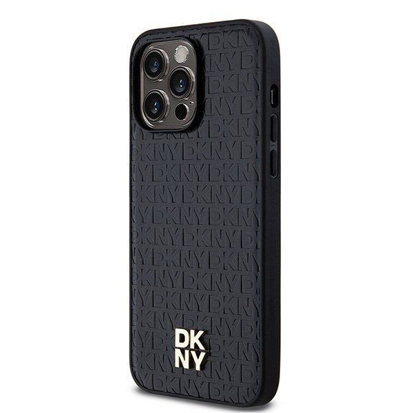 DKNY DKHMP14XPSHRPSK iPhone 14 Pro Max6.7&quot; czarny/black hardcase Leather Monogram Pattern Metal Logo MagSafe