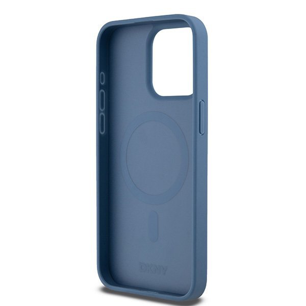DKNY DKHMP15XPSHRPSB iPhone 15 Pro Max6.7&quot; niebieski/blue hardcase Leather Monogram Pattern Metal Logo MagSafe