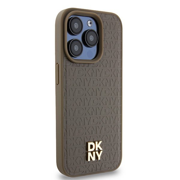DKNY DKHMP14LPSHRPSW iPhone 14 Pro6.1&quot; brązowy/brown hardcase Leather Pattern Metal Logo MagSafe
