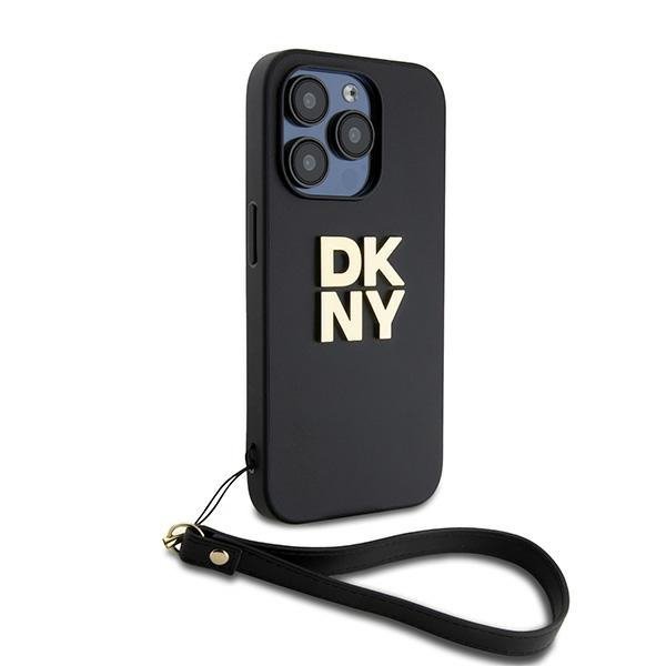 DKNY DKHCP15LPBSWSK iPhone 15 Pro 6.1&quot;czarny/black hardcase Wrist Strap Stock Logo