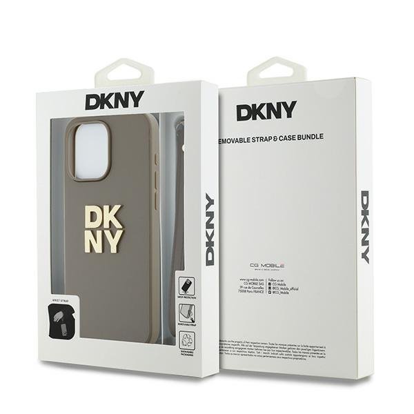 DKNY DKHCP15LPBSWSE iPhone 15 Pro 6.1&quot;beżowy/beige hardcase Wrist Strap Stock Logo