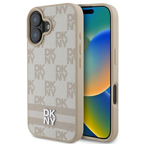 DKNY DKHCP16SPCPTSSP iPhone 16 6.1&quot;różowy/pink hardcase Checkered Pattern & Printed Stripes