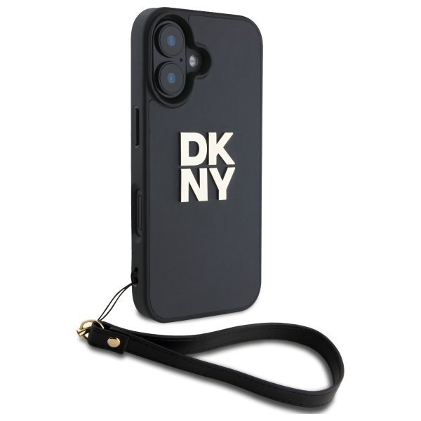 DKNY DKHCP16SPBSWSK iPhone 16 6.1&quot;       czarny/black hardcase Wrist Strap Stock Logo