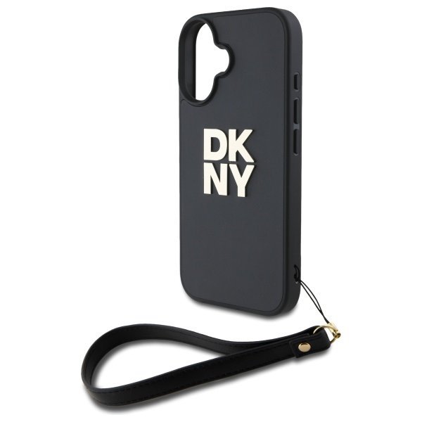 DKNY DKHCP16SPBSWSK iPhone 16 6.1&quot;       czarny/black hardcase Wrist Strap Stock Logo
