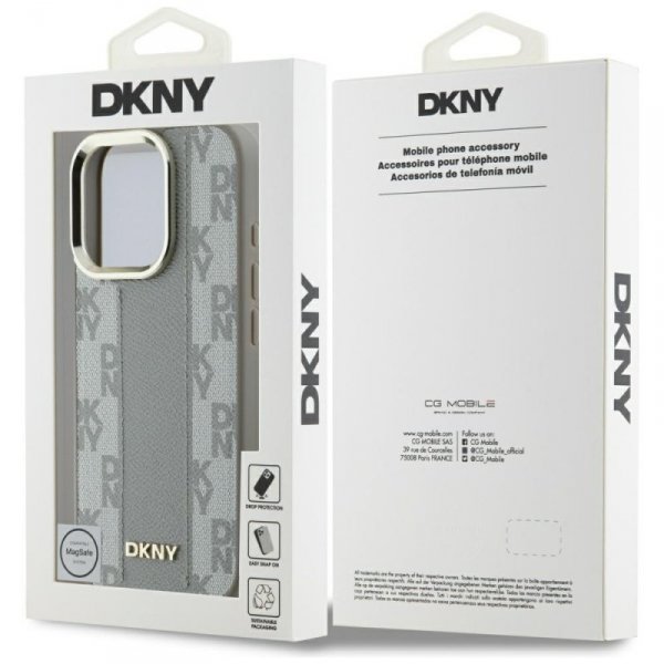 Etui DKNY Checkered Pattern Magsafe do   iPhone 16 Pro Max beżowy