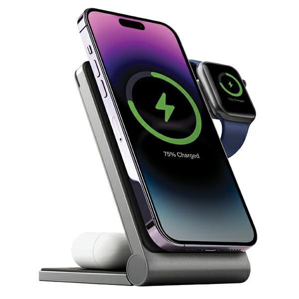 Energea MagTrio składana ład. indukcyjna3w1 15W Fast Charging szary/gunmetal MagSafe