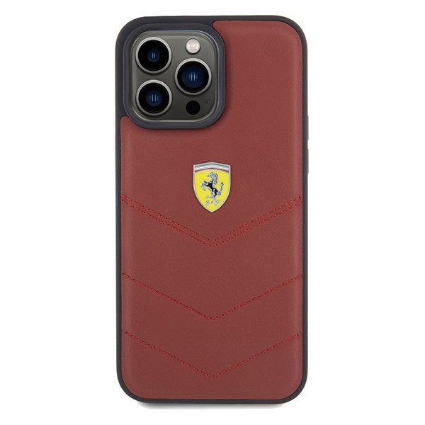 Ferrari FEHCP15XRDUR iPhone 15 Pro Max 6.7&quot; czerwony/red hardcase Leather Stitched Lines