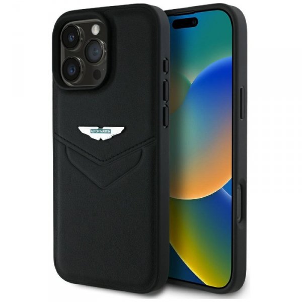 Etui Aston Martin HC Leather Victory     Design do iPhone 16 Pro czarny
