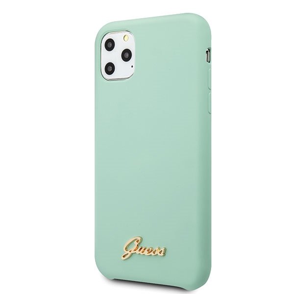 Guess GUHCN65LSLMGG iPhone 11 Pro Max zielony/green hard case Silicone Vintage Gold Logo