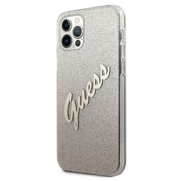 Guess GUHCP12LPCUGLSGO iPhone 12 Pro Max 6,7&quot; złoty/gold hardcase Glitter Gradient Script