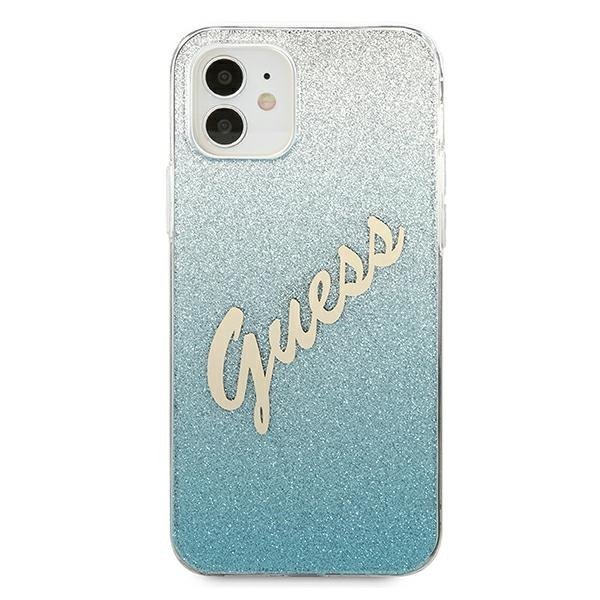 Guess GUHCP12SPCUGLSBL iPhone 12 mini5,4&quot; niebieski/blue hardcase Glitter Gradient Script