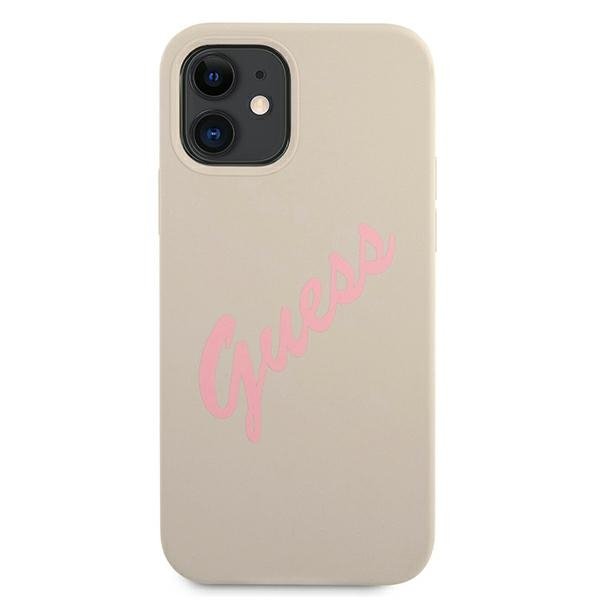 Guess GUHCP12SLSVSGP iPhone 12 mini 5,4&quot; szaro różowy/grey pink hardcase Silicone Vintage