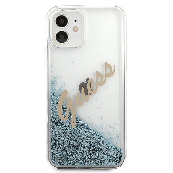 Guess GUHCP12SGLVSBL iPhone 12 mini5,4&quot; niebieski/blue hardcase Glitter Vintage Script
