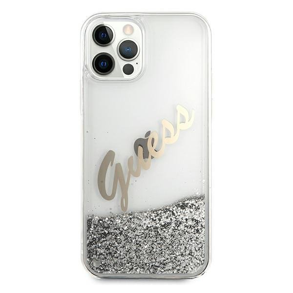 Guess GUHCP12LGLVSSI iPhone 12 Pro Max6,7&quot; srebrny/silver hardcase Glitter Vintage Script