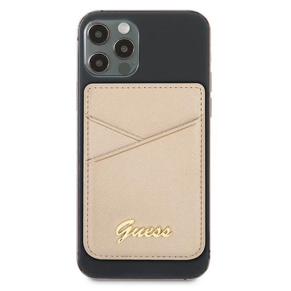 Guess Wallet Card Slot GUWMSSASLGOMagSafe Saffiano złoty/gold