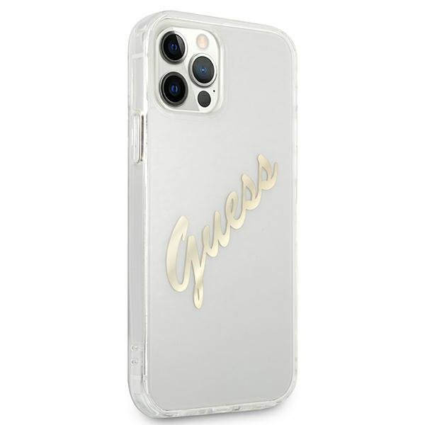 Guess GUHCP12LKTRSVGO iPhone 12 Pro Max 6,7&quot; Transparent hardcase Vintage Script Gold