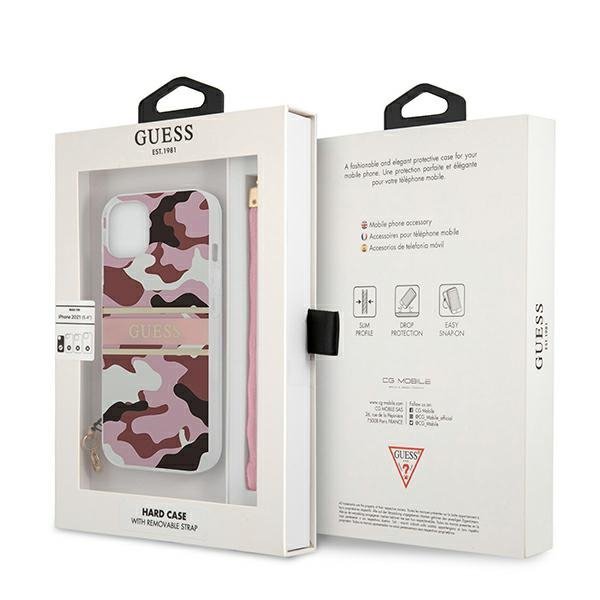 Guess GUHCP13SKCABPI iPhone 13 mini 5,4&quot; różowy/pink hardcase Camo Strap Collection