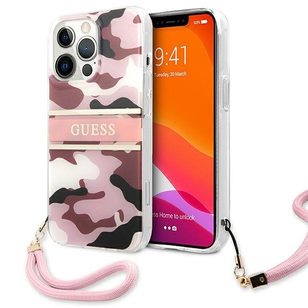 Guess GUHCP13LKCABPI iPhone 13 Pro / 13 6,1&quot; różowy/pink hardcase Camo Strap Collection