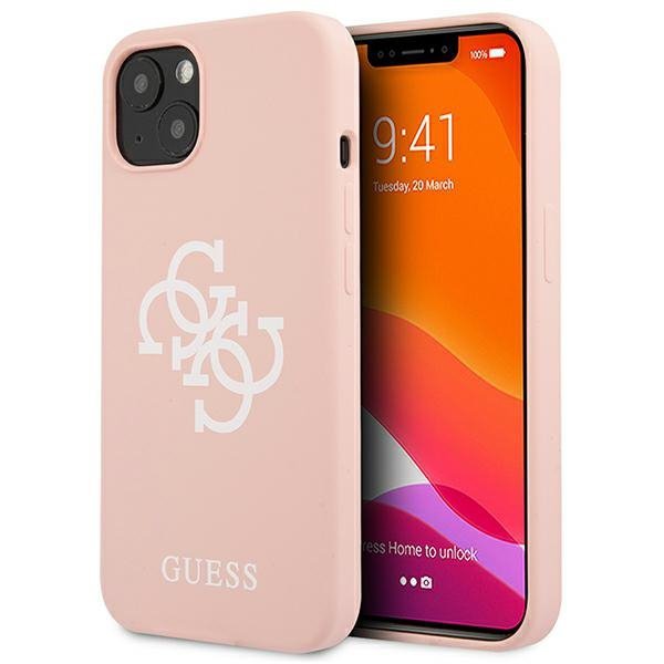 Guess GUHCP13SLS4GWPI iPhone 13 mini 5,4&quot; różowy/pink hard case Silicone 4G Logo