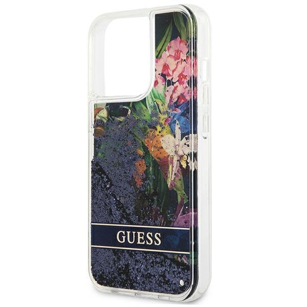 Guess GUHCP13XLFLSB iPhone 13 Pro Max 6,7&quot; niebieski/blue hardcase Flower Liquid Glitter