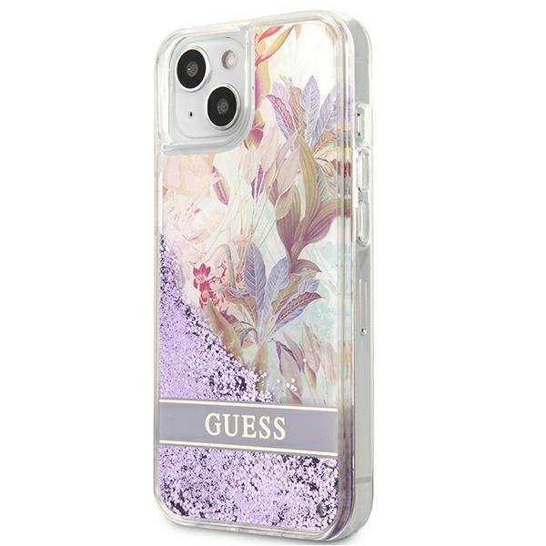 Guess GUHCP13SLFLSU iPhone 13 mini 5,4&quot; fioletowy/purple hardcase Flower Liquid Glitter