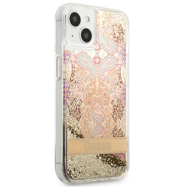 Guess GUHCP13SLFLSD iPhone 13 mini 5,4&quot; złoty/gold hardcase Paisley Liquid Glitter