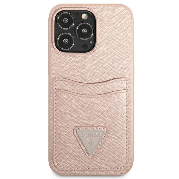 Guess GUHCP13LPSATPP iPhone 13 Pro / 13 6,1&quot; różowy/pink hardcase SaffianoTriangle Logo Cardslot