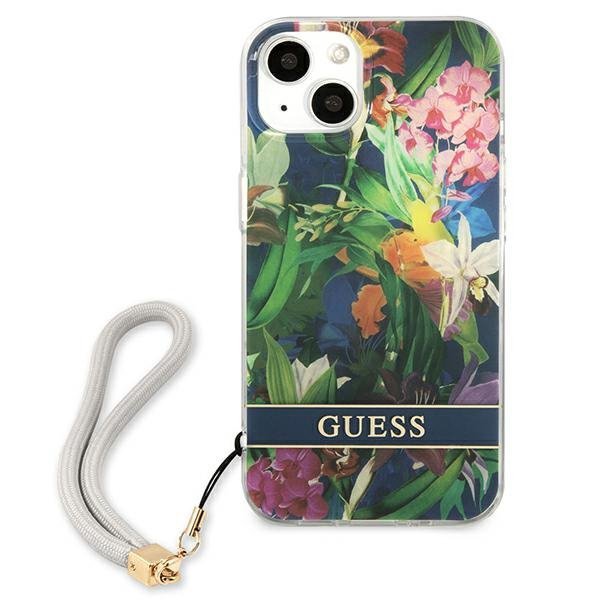 Guess GUHCP13SHFLSB iPhone 13 mini 5,4&quot;niebieski/blue hardcase Flower Strap