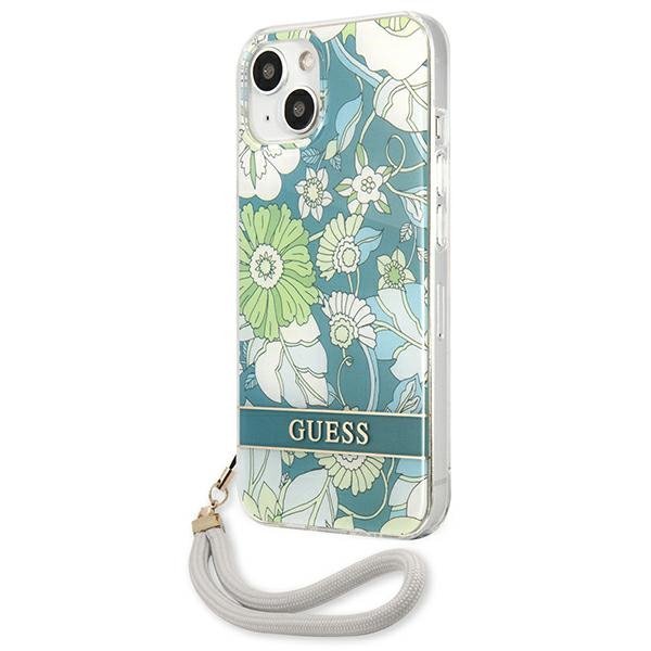 Guess GUHCP13SHFLSN iPhone 13 mini 5,4&quot; zielony/green hardcase Flower Strap