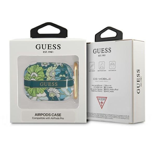 Guess GUAPHHFLN AirPods Pro cover zielony/green Flower Strap Collection