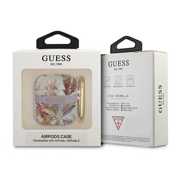 Guess GUA2HHFLU AirPods 1/2 cover fioletowy/purple Flower Strap Collection