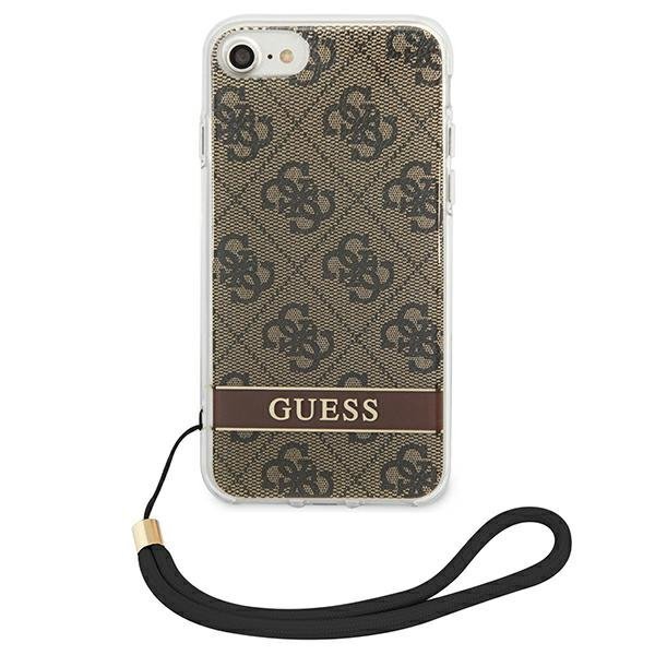Guess GUOHCI8H4STW iPhone SE 2022 / SE 2020 / 7/ 8 brązowy/brown hardcase 4G Print Strap
