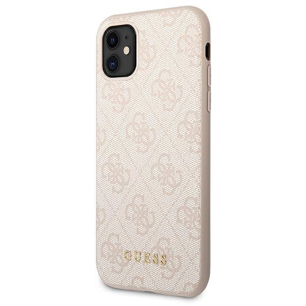 Guess GUHCN61G4GFPI iPhone 11 / Xr 6,1&quot;różowy/pink hard case 4G Metal Gold Logo