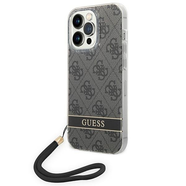 Guess GUOHCP14LH4STK iPhone 14 Pro 6,1&quot; czarny/black hardcase 4G Print Strap