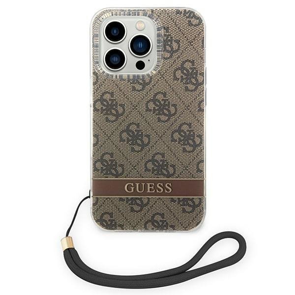 Guess GUOHCP14LH4STW iPhone 14 Pro 6,1&quot; brązowy/brown hardcase 4G Print Strap