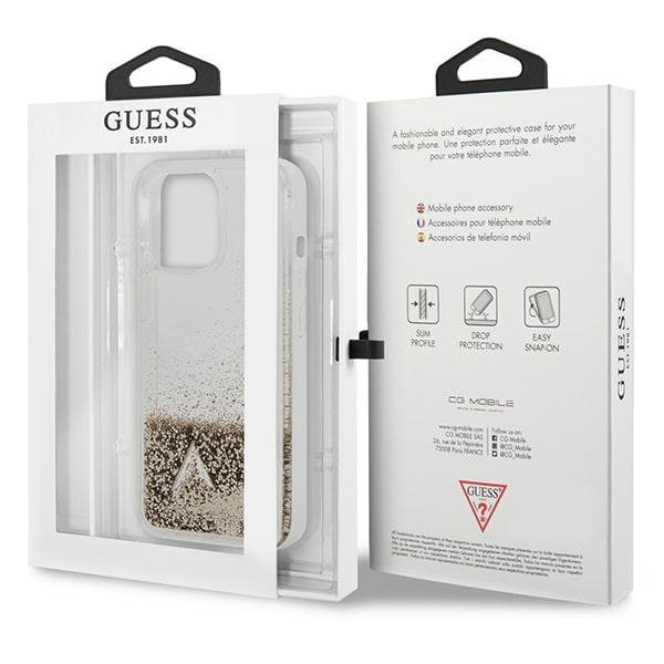 Guess GUOHCP14LGLHFLGO iPhone 14 Pro 6,1&quot; złoty/gold hardcase Glitter Charms