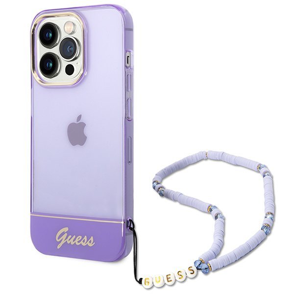 Guess GUHCP14XHGCOHU iPhone 14 Pro Max 6,7&quot; fioletowy/purple hardcase Translucent Pearl Strap