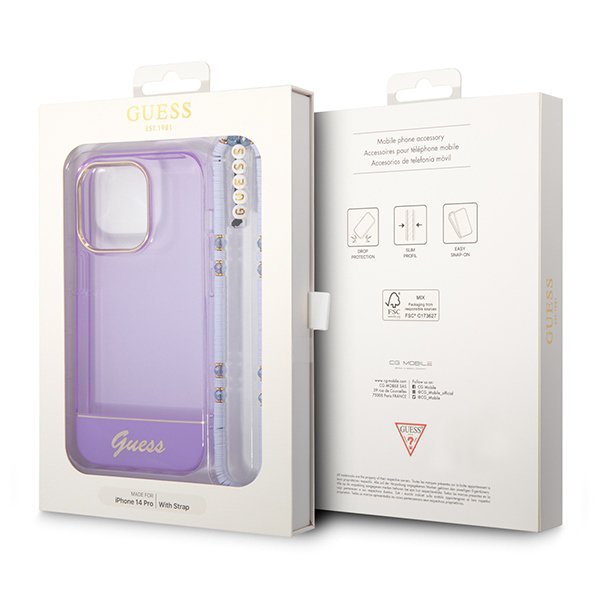 Guess GUHCP14XHGCOHU iPhone 14 Pro Max 6,7&quot; fioletowy/purple hardcase Translucent Pearl Strap