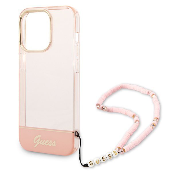 Guess GUHCP14XHGCOHP iPhone 14 Pro Max 6,7&quot; różowy/pink hardcase Translucent Pearl Strap