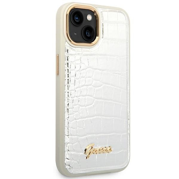 Guess GUHCP14MHGCRHS iPhone 14 Plus / 15 Plus 6.7&quot; srebrny/silver hardcase Croco Collection